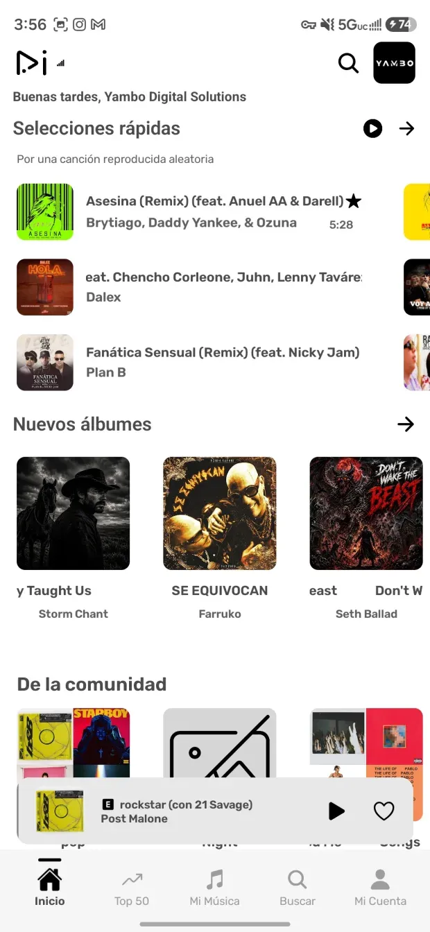 Yammbo Music Android app: light mode