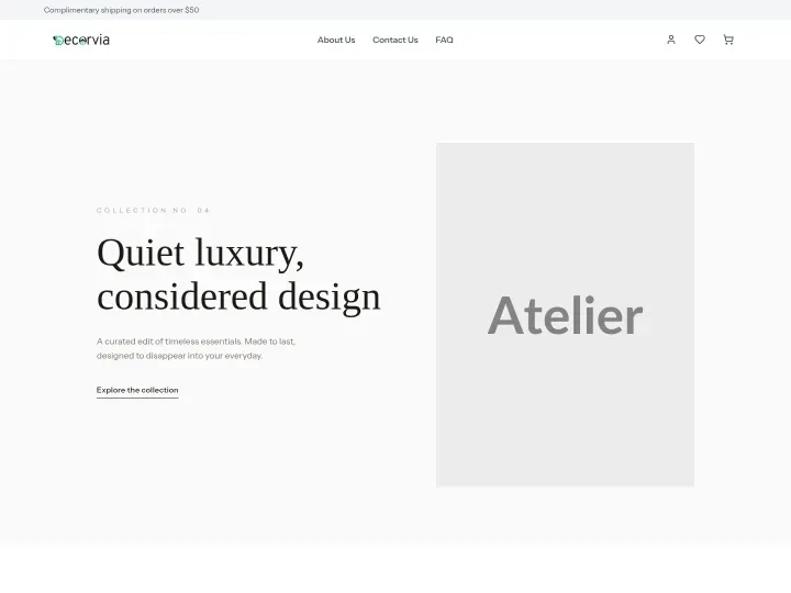 Atelier theme: Minimal luxury storefront design