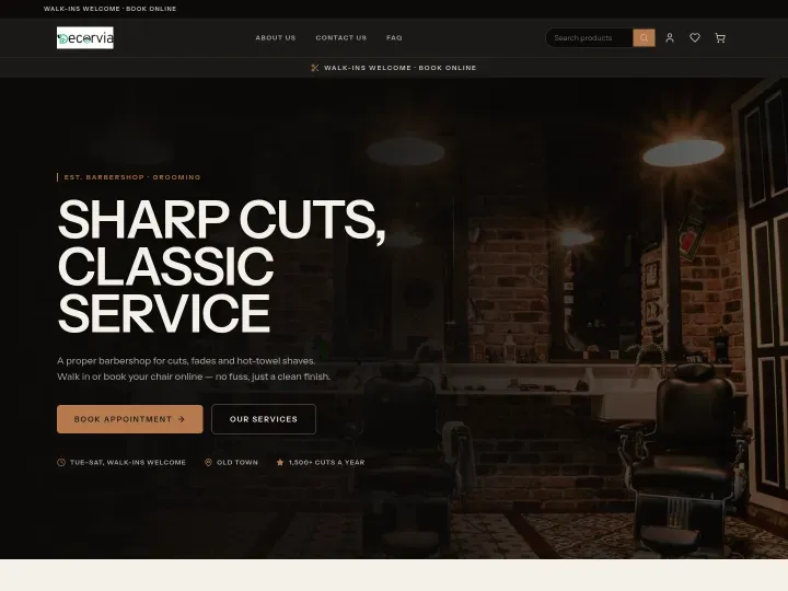 Fade theme: Barbershop storefront design